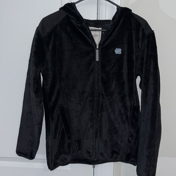 Black SUPER SOFT Hooded UNC North Carolina Tar Heels Full Zipper Fleece Jacket - Picture 1 of 4